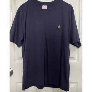 Brooks Brothers T-Shirt Men's‎ Navy Blue  Embroidered Gold Logo Crewneck Sz. L
